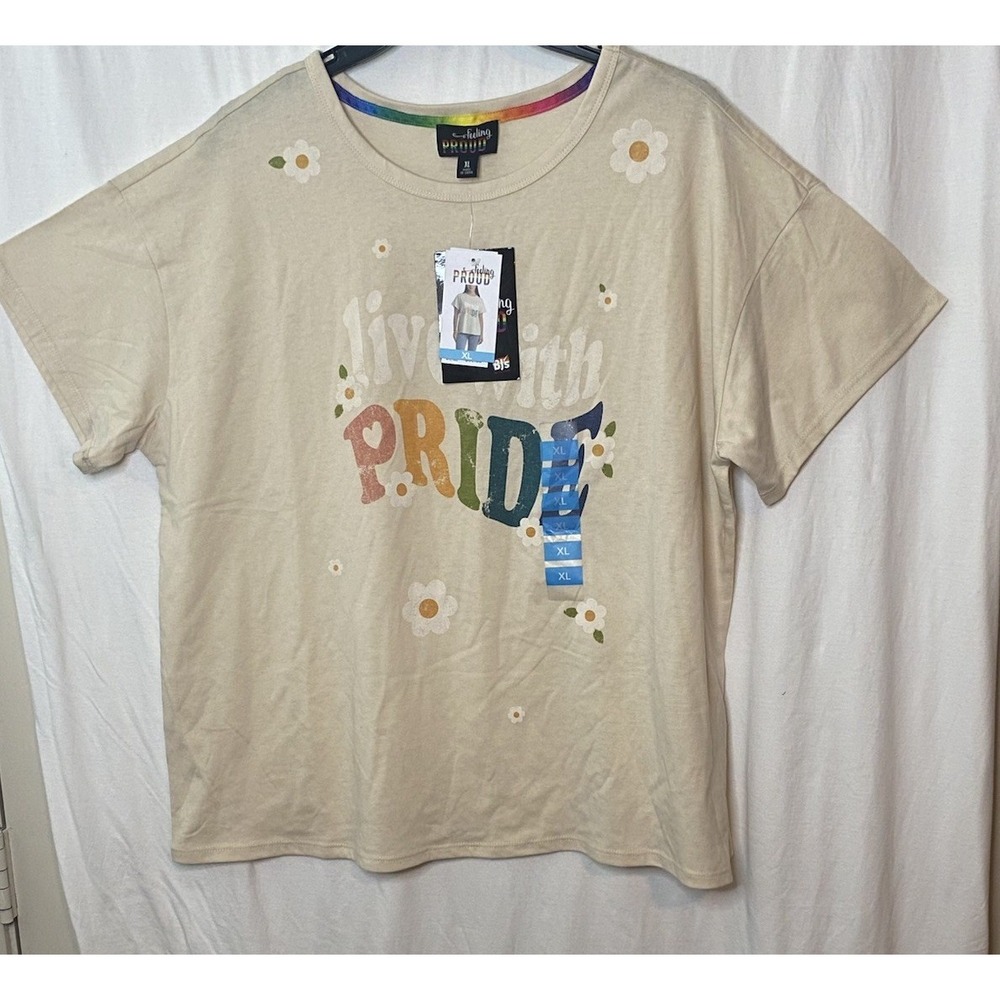 Pride Women "Live with Pride"  T-Shirt Color Beige Size XL